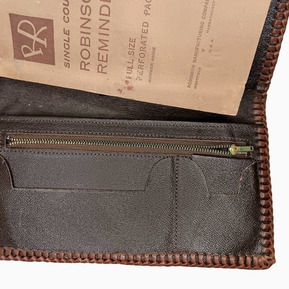 SOLD - Handtooled Leather Wallet Notepad Holder With Robinson Reminder Insert - Picture 4 of 7